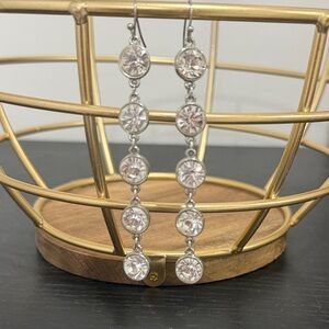 Silver-Tone Clear Crystal Drop Earrings - Women Jewelry